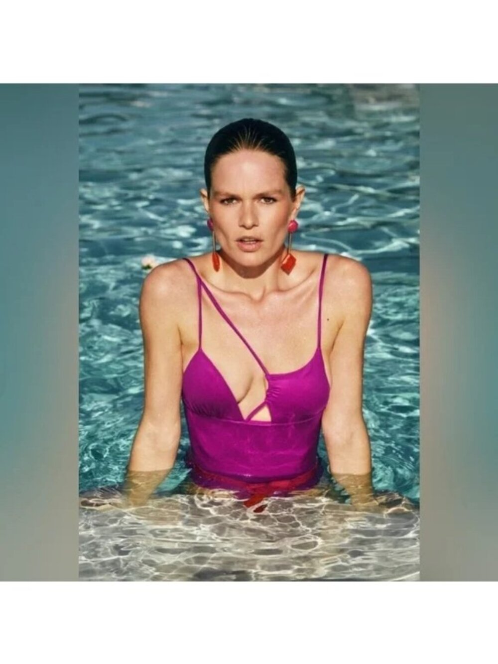 Zara Magenta Asymmetric Strappy Swimsuit